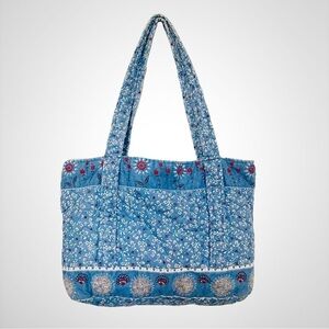 💫 Botanical Garden Floral Quilted Spring Summer Tote Bag